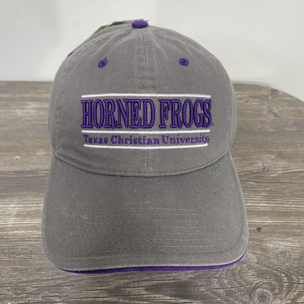 Texas Christian Horned Frogs Hat Cap Strap Back Mens One Size Gray Purple NCAA